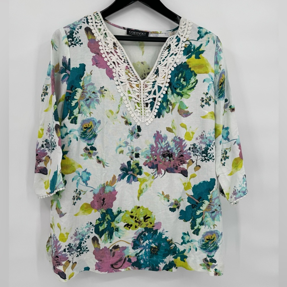 Context Lord & Taylor Women Floral & Lace Blouse Tunic Size XL EUC‎ Summer